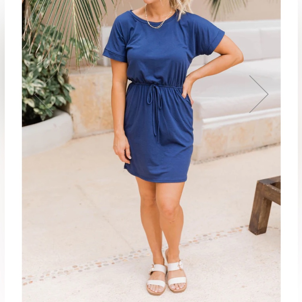 Pink Lily - Our Typical Love Navy T-Shirt Dress